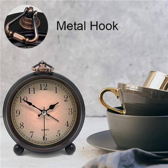Vintage Retro Analog Alarm Clock, 4 inch Super Silent Non Ticking Small Clock - Picture 4 of 6